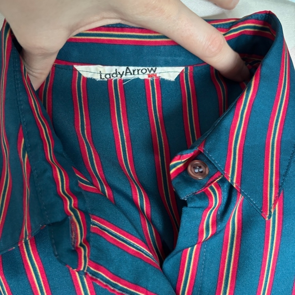 Vintage 70's Lady Arrow Striped Button Down - Blue/red - Medium - Picture 7 of 7